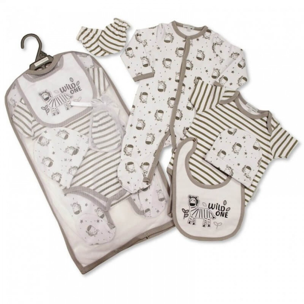 1. Cele mai bune cadouri pentru baby shower - Set cadou hainute bebelusi 5 piese model zebra - krbaby.ro